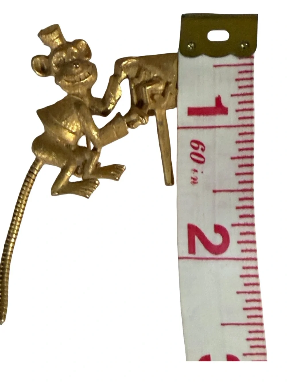 Gold Tone Monkey Music Box Brooch Vintage